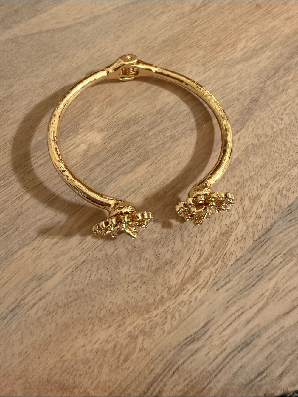 Lilly Pulitzer Gold Floral-Ended Open Cuff Bracelet